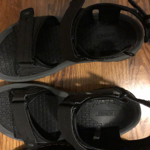 large sized black sandals